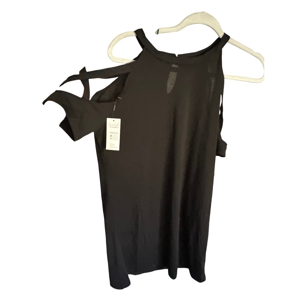 Cupshe Black Cold Shoulder Mini Dress Halter Neck Cutout